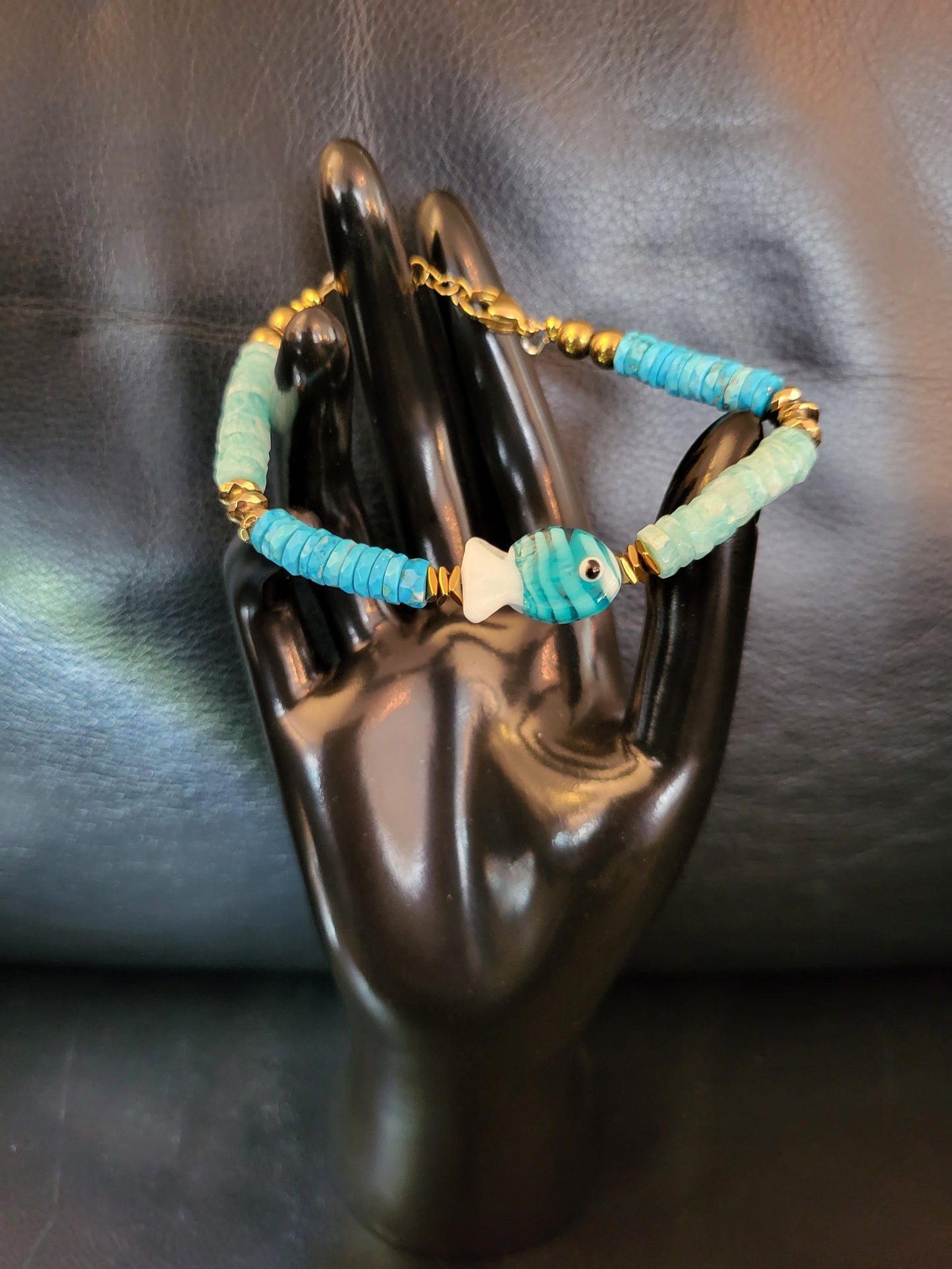 Bracelet Diva en perles d'aventurine et turquoises