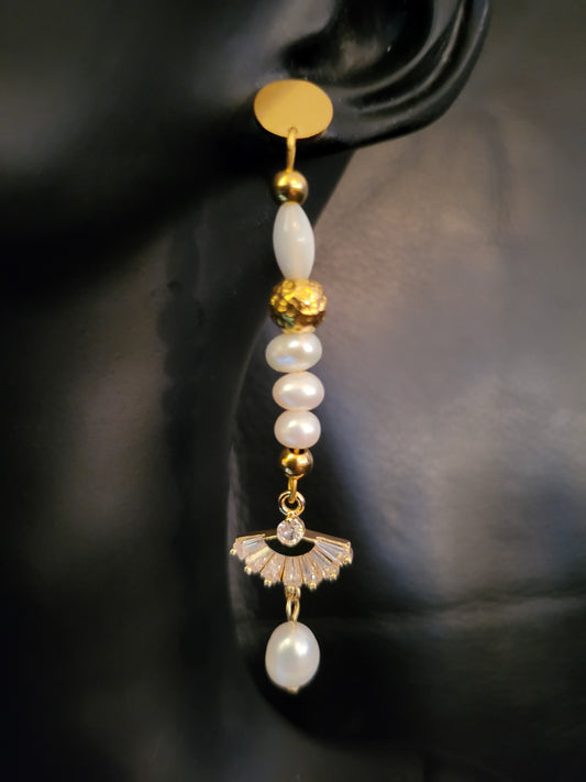 Boucles d'oreilles Fanny en perle naturelle et acier inoxydable