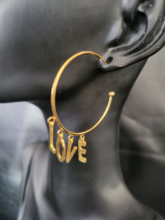 Boucles d'oreilles Love en acier inoxydable