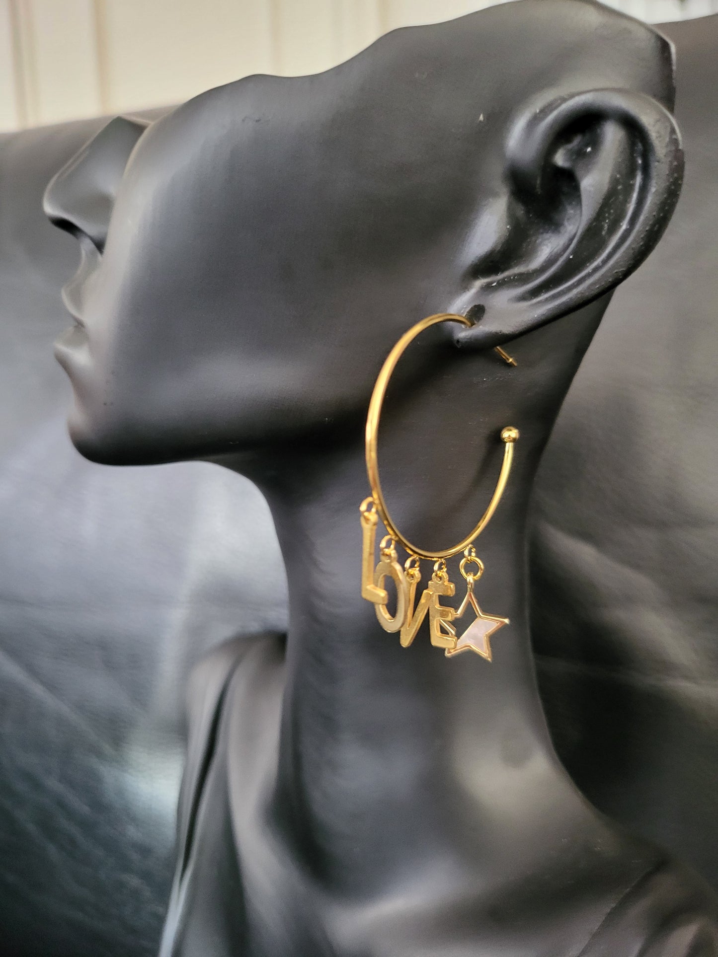 Boucles d'oreilles Love Star en acier inoxydable