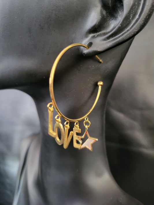 Boucles d'oreilles Love Star en acier inoxydable