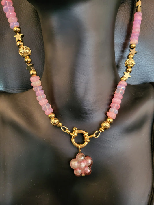 Collier Candy en perles d'opales roses d'Ethiopie