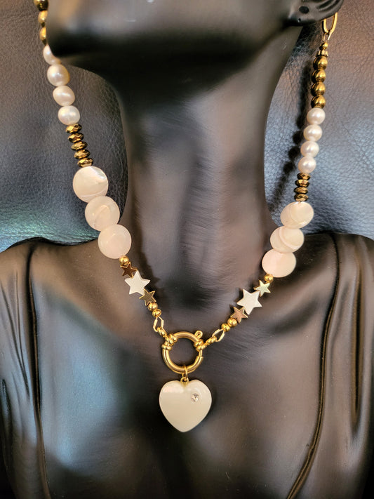 Collier Arty en perles de culture et nacre